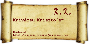 Krivácsy Krisztofer névjegykártya
